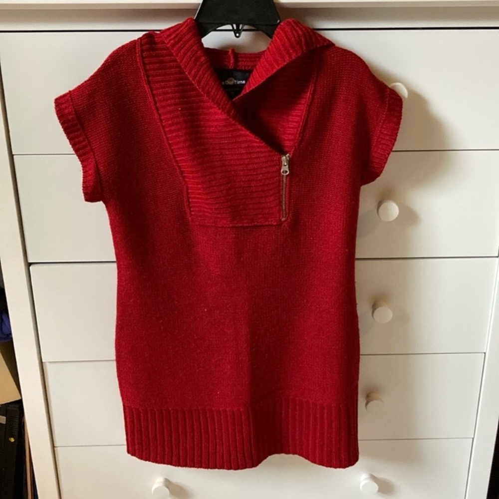 ❤️ ITS OUR TIME GIRLS XL RED HOODED SWEATER TUNIC TOP/DRESS